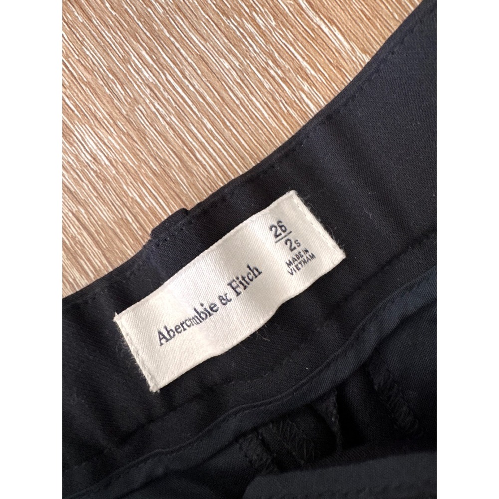 Abercrombie & Fitch Tailored Wide Leg Pants Black Pleated High Rise 26/2S - Picture 3 of 6